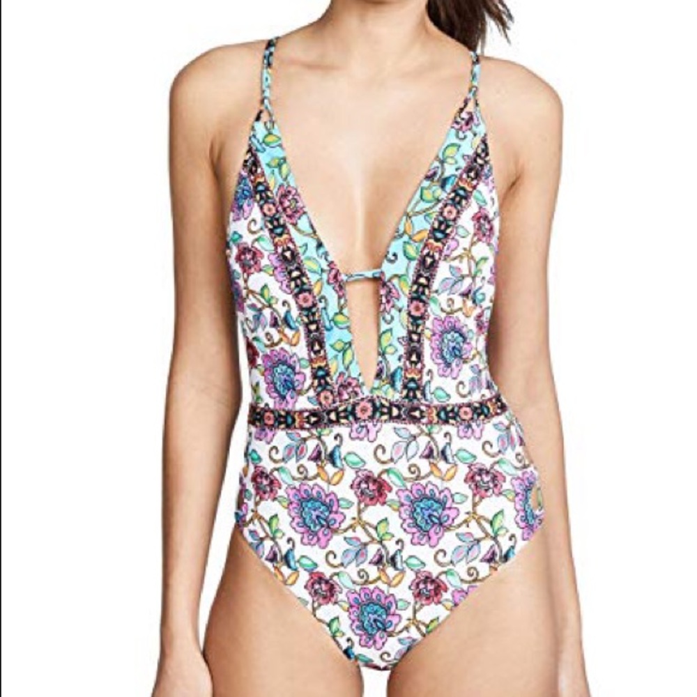 Nanette Lepore swimsuit, floral keyhole